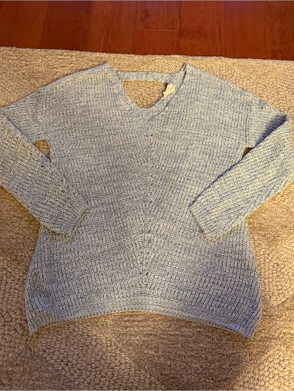 Pink Rose Blue & White Marled Open Back Sweater S